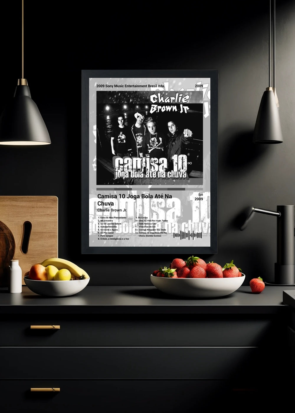 Quadro Charlie Brown Jr. Camisa 1... (Black&white) Com Vidro