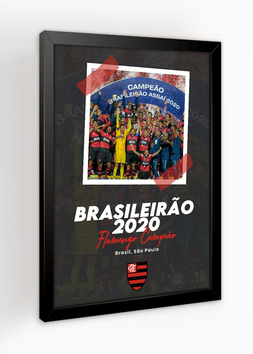 Quadro Campeão Brasileiro 2020  - Flamengo - Com vidro