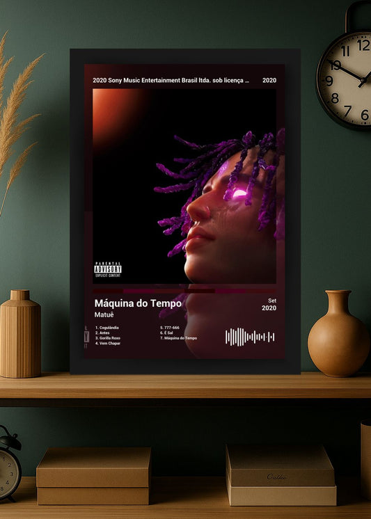 Quadro Decorativo Matuê Máquina do Tempo (Colored) Com Vidro