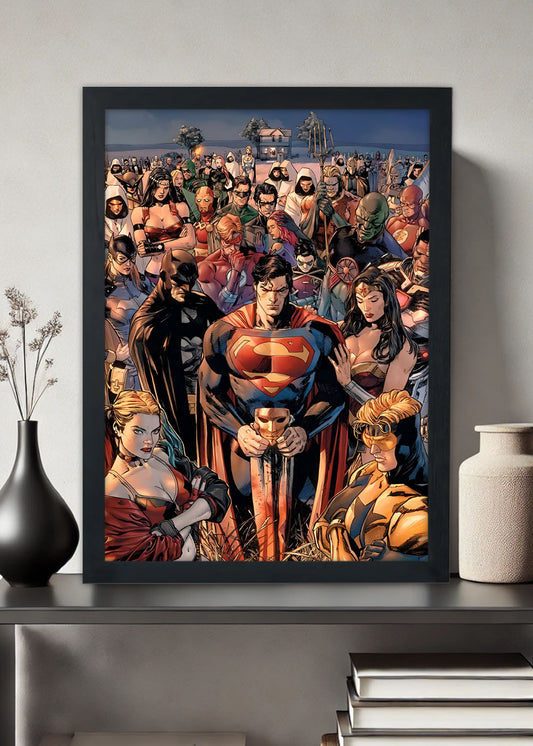 Quadro Decorativo Liga da Justiça - DC - Com vidro