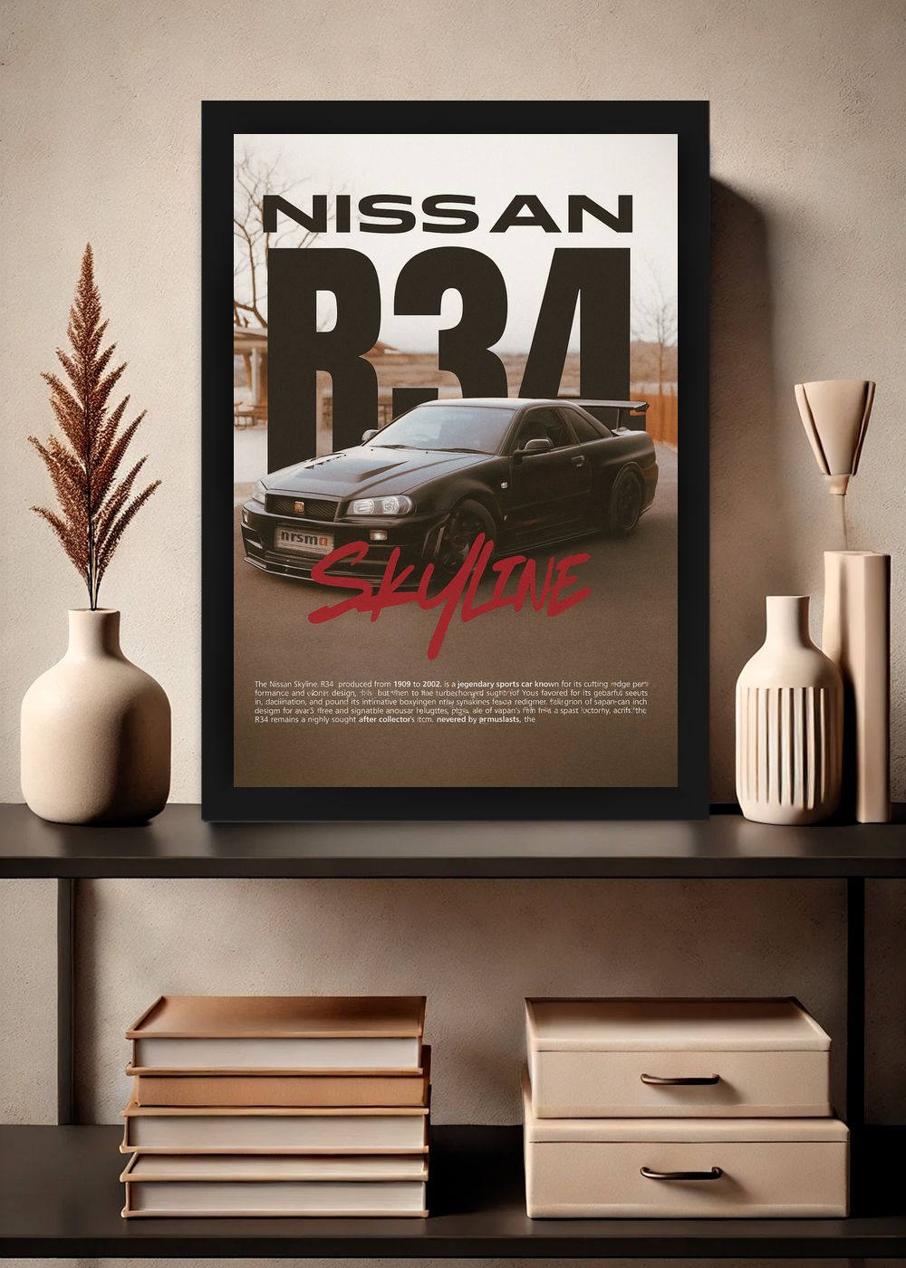 Quadro Decorativo Nissan Skyline R34 Nismo Com Vidro