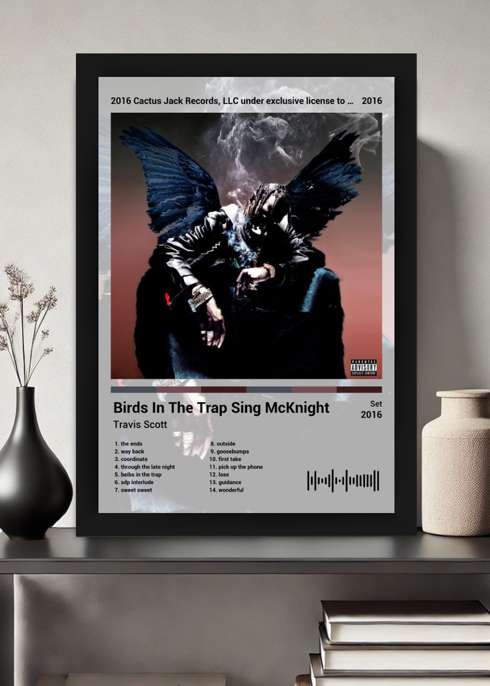 Quadro Travis Scott Birds In The Trap S... (Light) Com Vidro