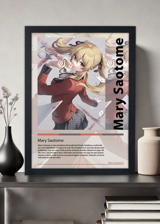 Quadro Decorativo Mary Saotome - Kakegurui - Com vidro