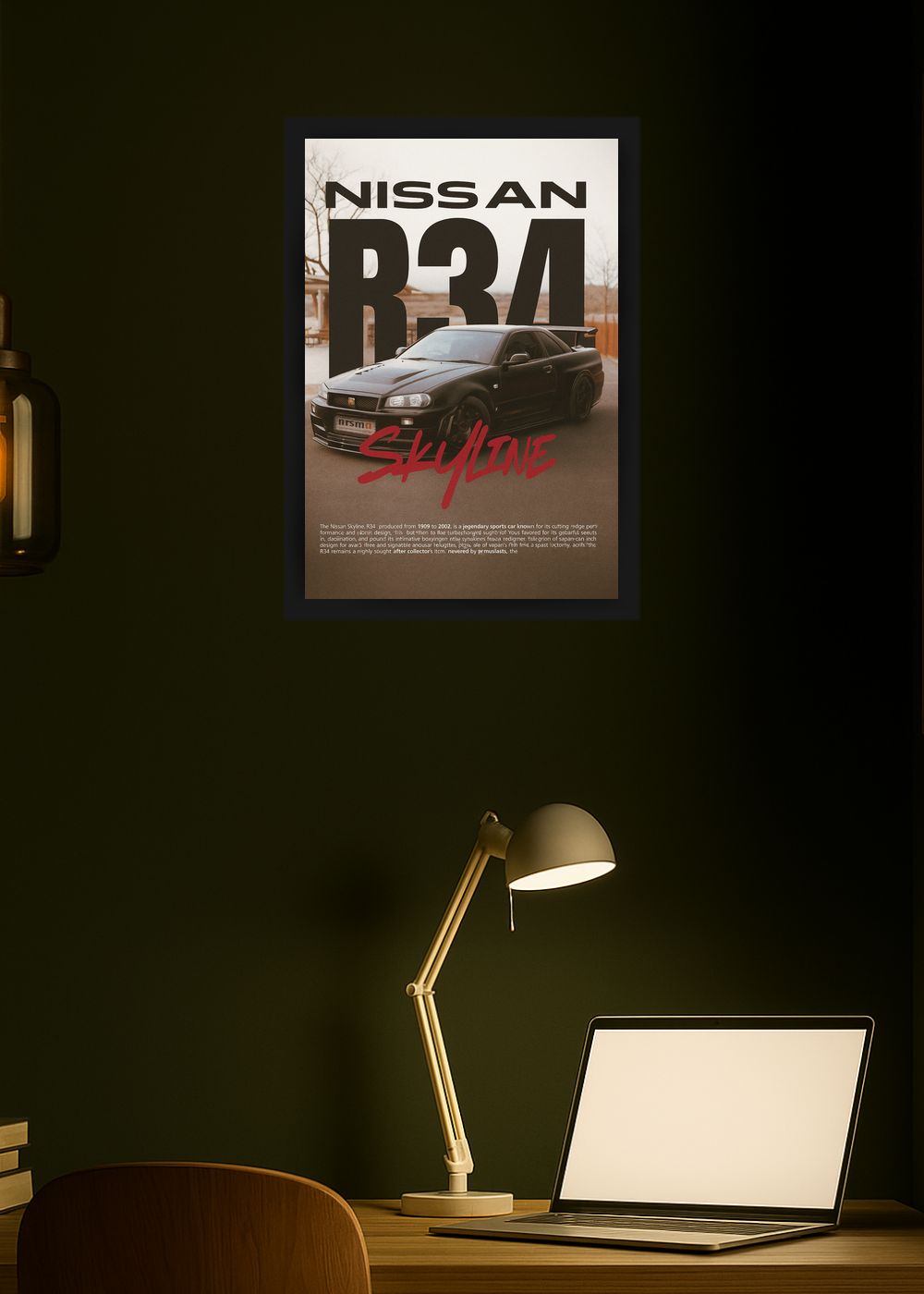 Quadro Decorativo Nissan Skyline R34 Nismo Com Vidro