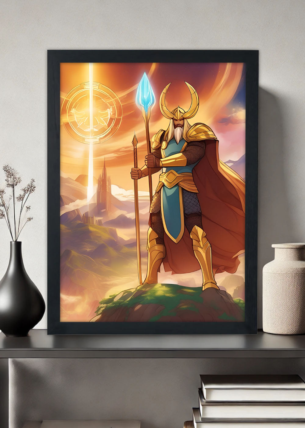 Quadro Reino de asgard e seu guardião - Com vidro