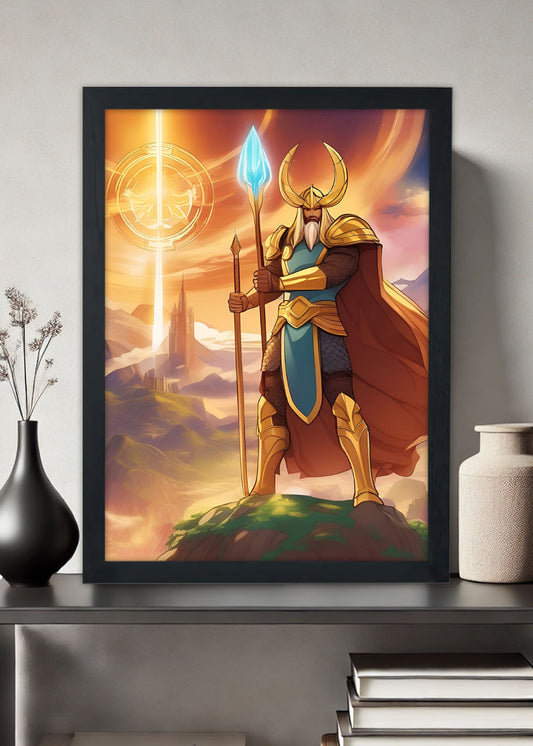 Quadro Reino de asgard e seu guardião - Com vidro