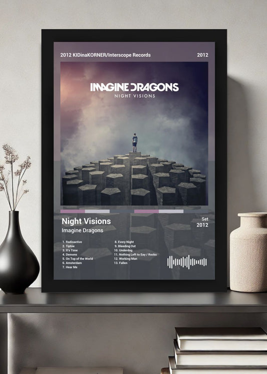 Quadro Imagine Dragons Night Visions (Colored) Com Vidro