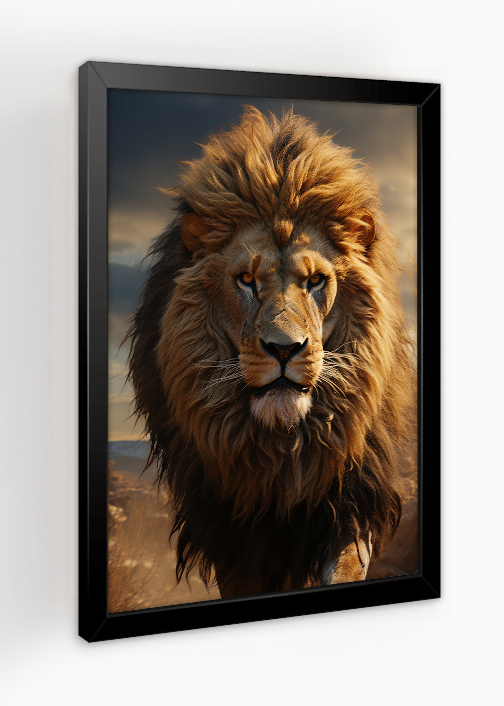 Quadro Decorativo Leão dourado - Animais - Com vidro