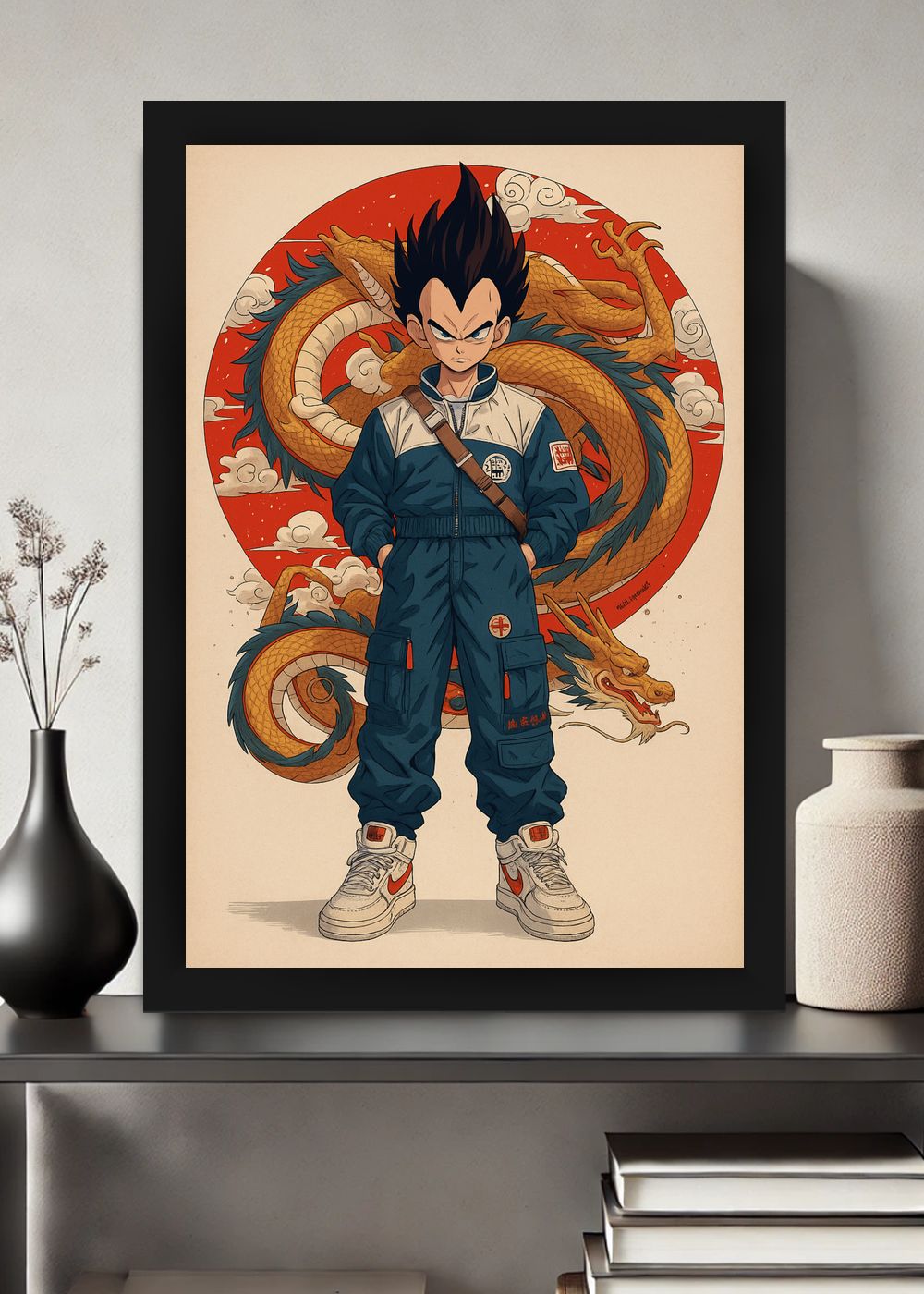 Quadro Vegeta Street Dragon Ball Com Vidro e Moldura