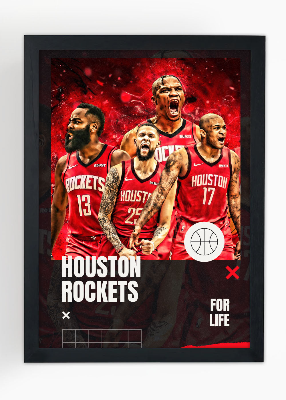 Quadro Decorativo Houston Rockets - Com vidro