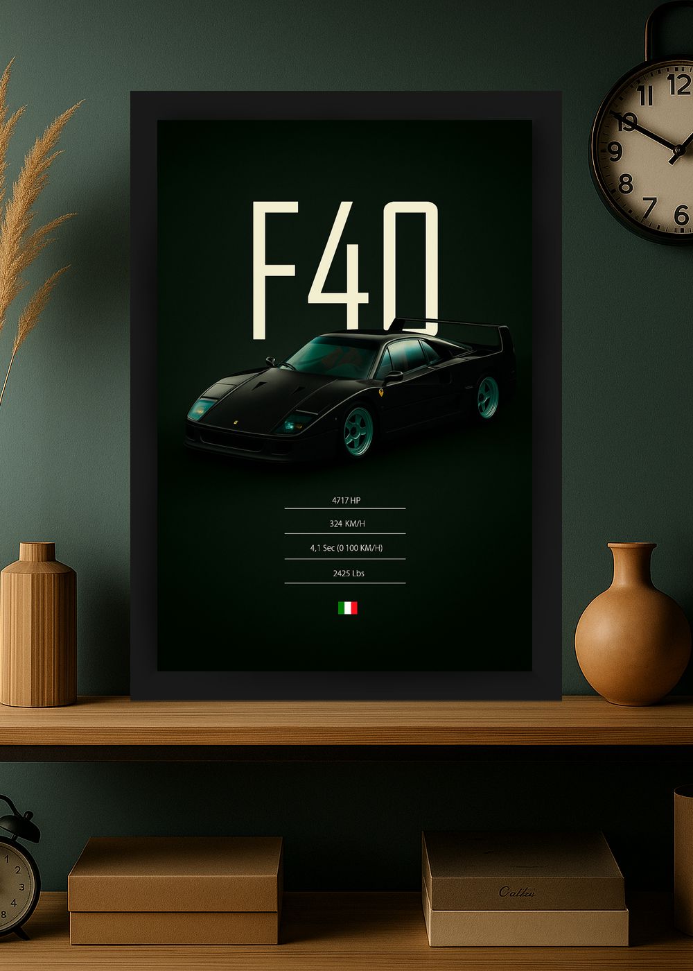 Quadro Ferrari F40 Com Vidro e Moldura