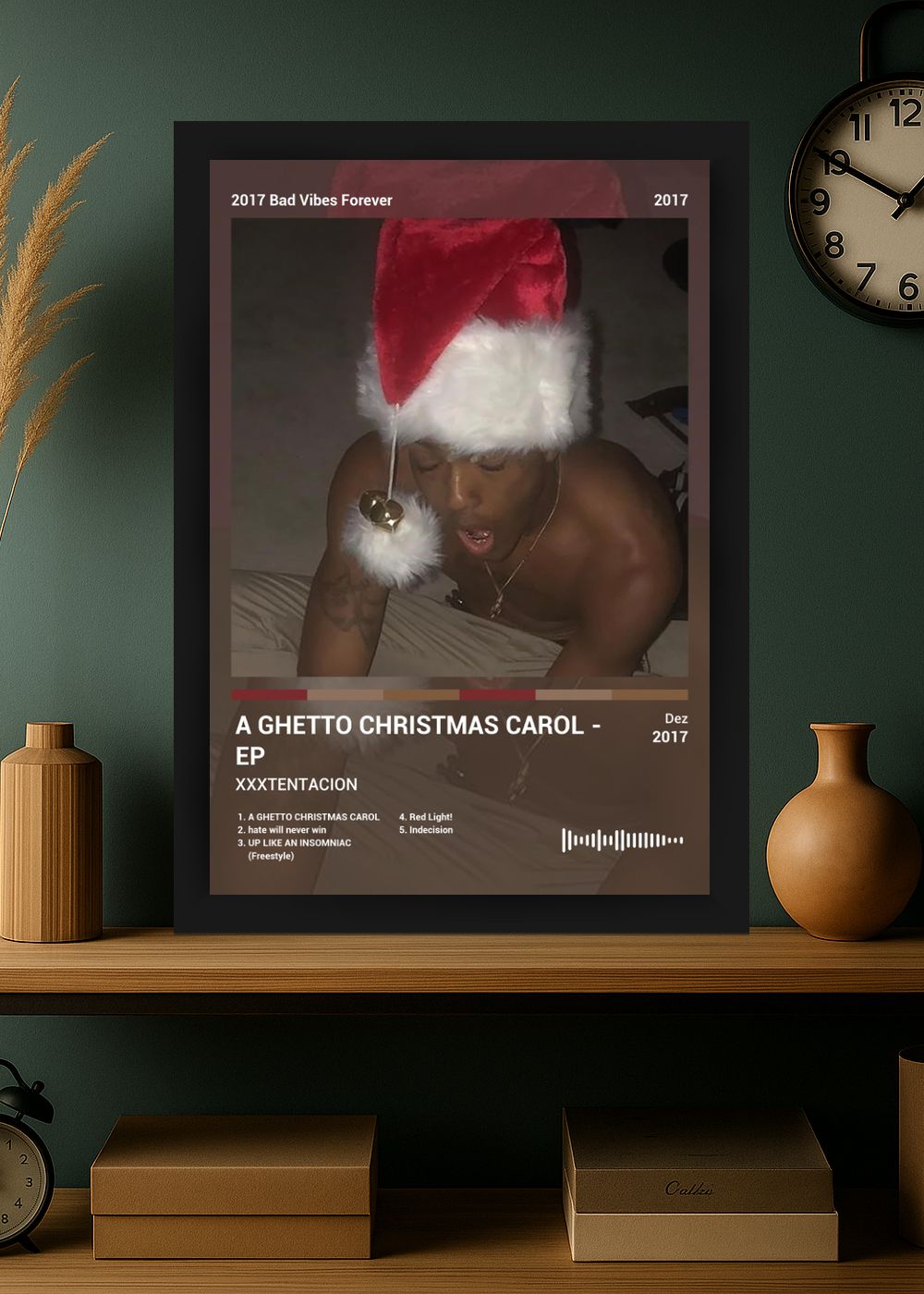 Quadro XXXTENTACION A GHETTO CHRISTMA... (Colored) Com Vidro