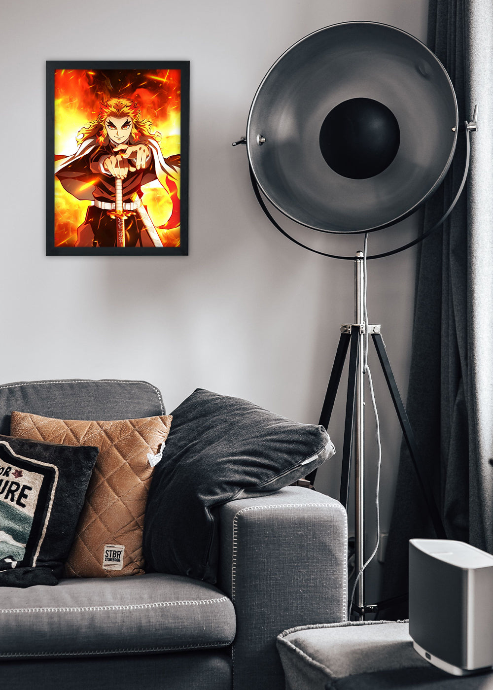 Quadro Decorativo Demon Slayer - Kyojuro Rengoku - Com vidro