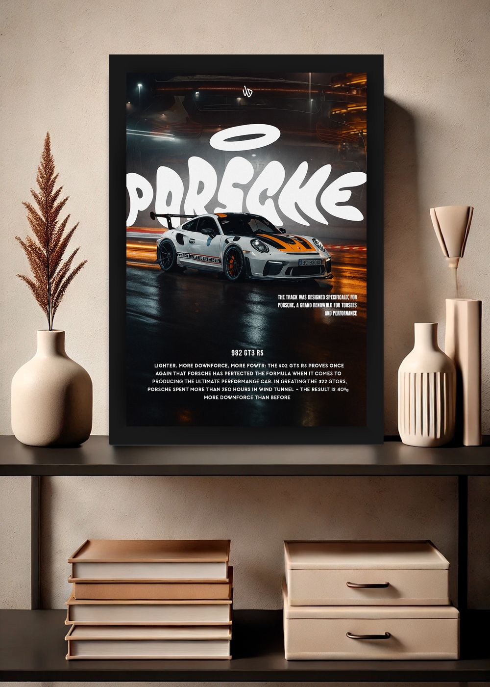 Quadro Decorativo Porsche 992 GT3 RS Com Vidro