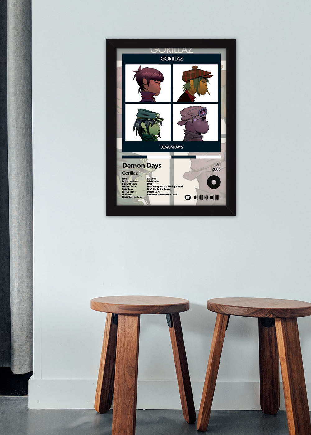 Quadro Decorativo Demon Days Gorillaz - Com vidro
