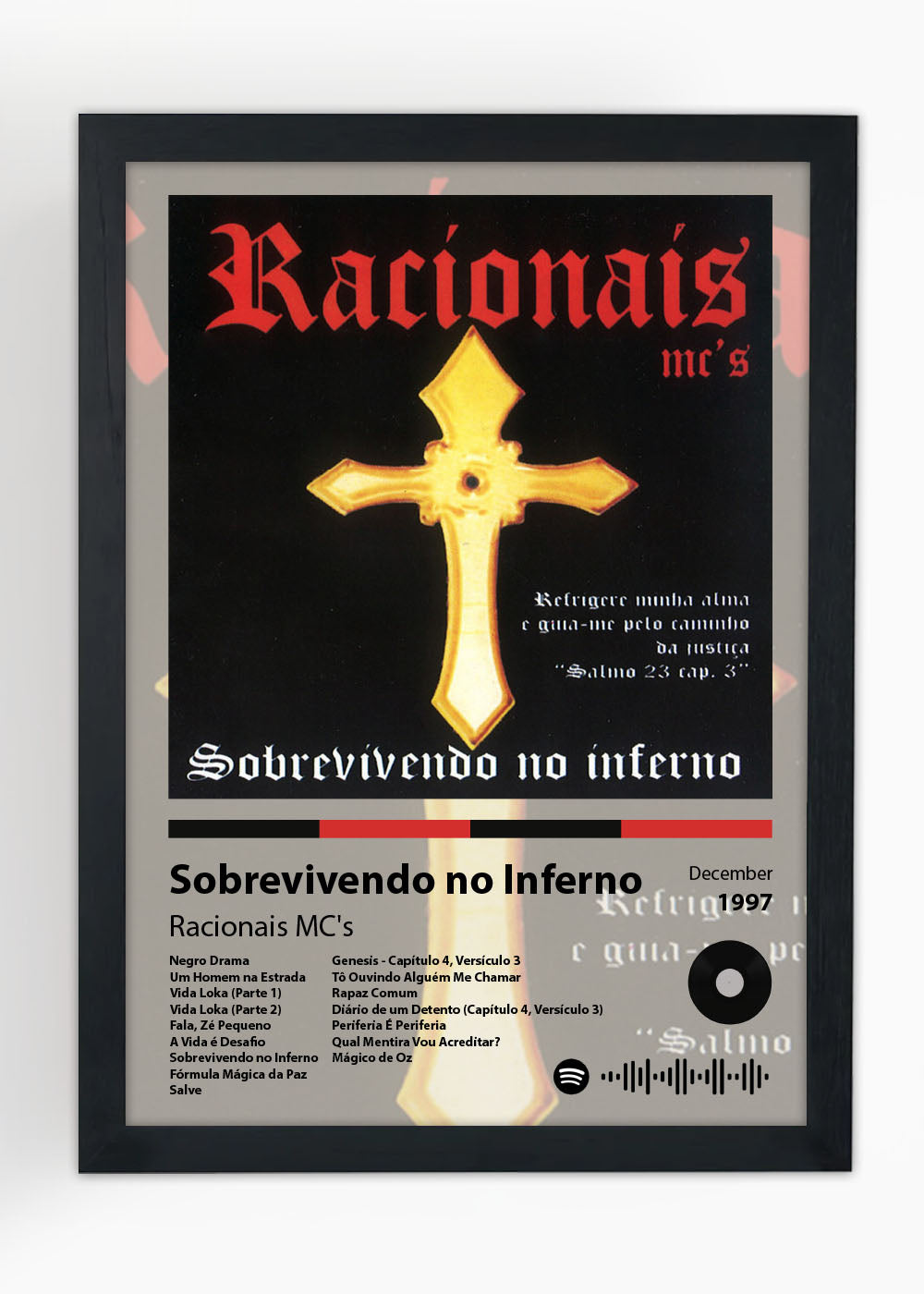 Quadro Decorativo Sobrevivendo no Inferno - Racionais MC's