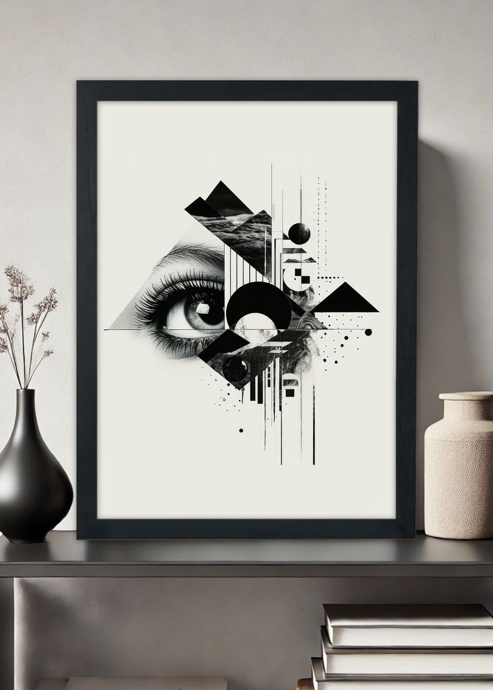 Quadro Decorativo Arte abstrata de piramides - Com vidro