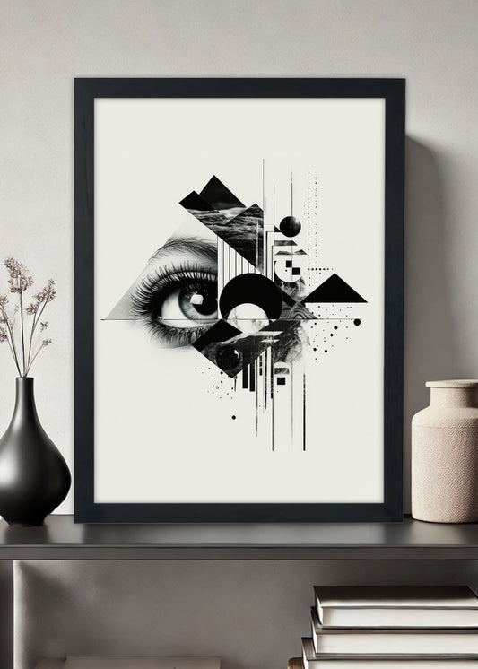 Quadro Decorativo Arte abstrata de piramides - Com vidro