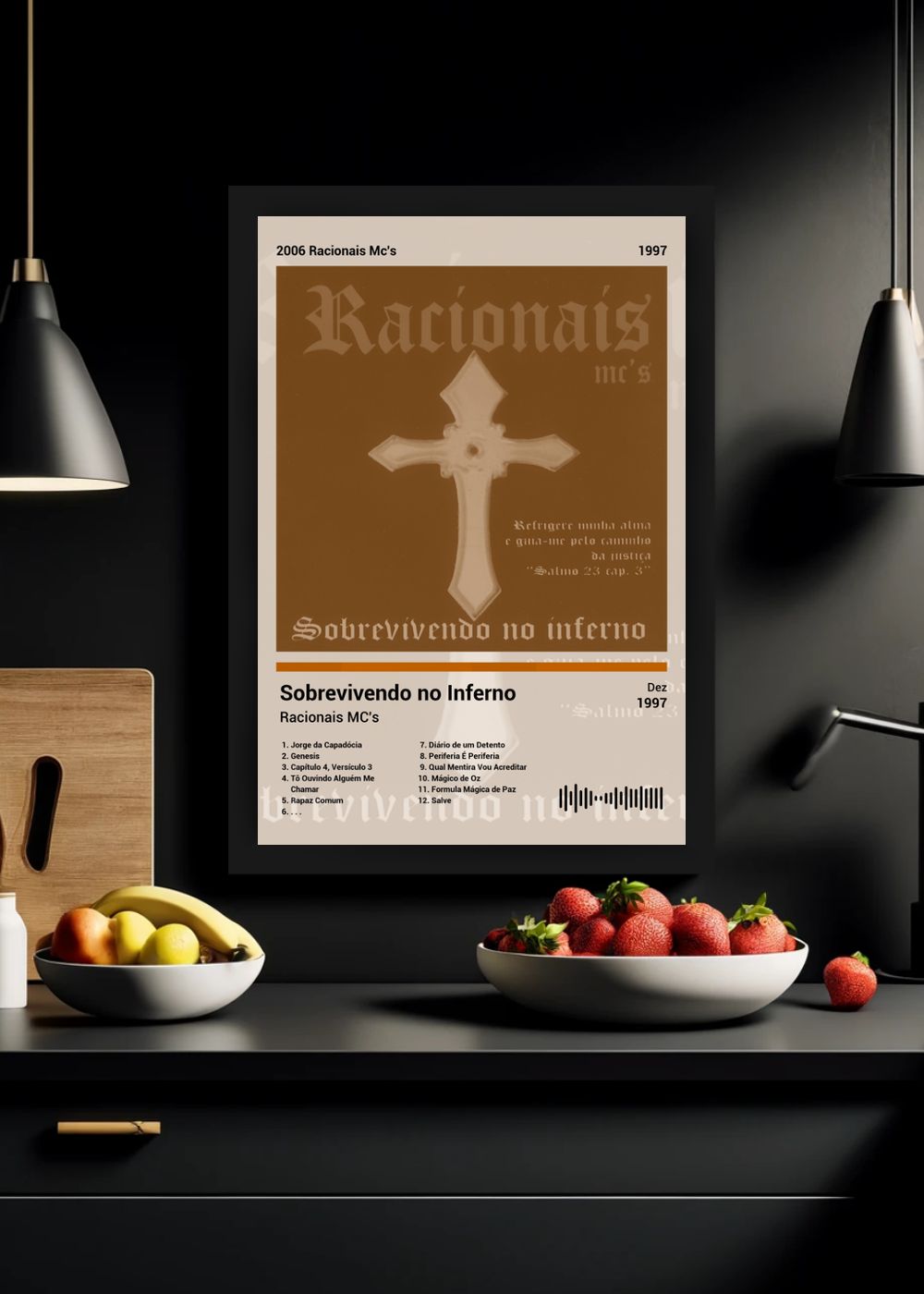 Quadro Racionais MC's Sobrevivendo no I... (Sepia) Com Vidro