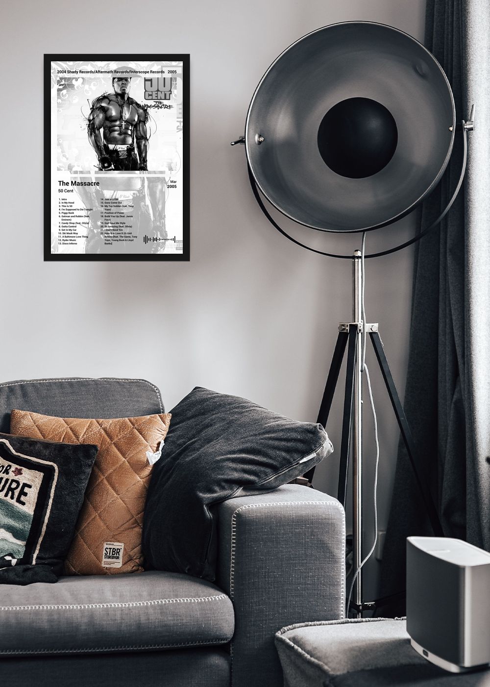 Quadro 50 Cent The Massacre (Black&white) Com Vidro