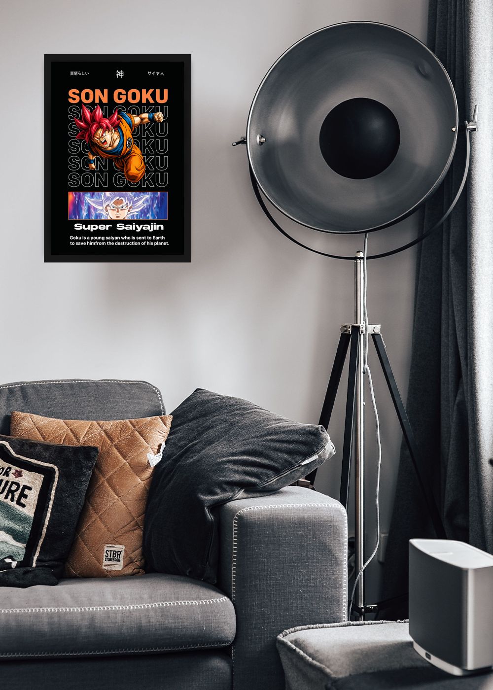 Quadro Decorativo Son Goku Dragon Ball Com Vidro