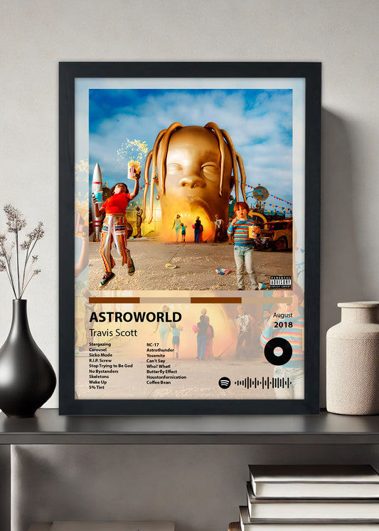 Quadro Decorativo ASTROWORLD - Travis Scott - Com vidro