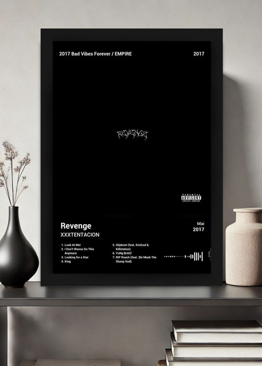 Quadro Decorativo XXXTENTACION Revenge (Dark) Com Vidro