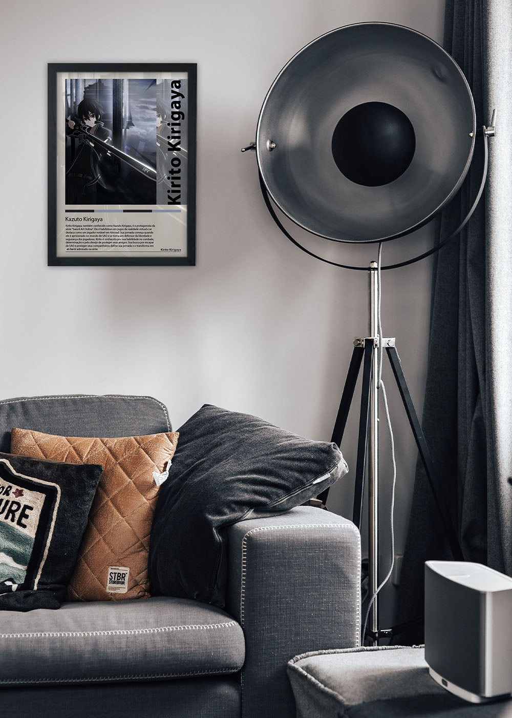 Quadro Decorativo Kirito Kirigaya Sword Art Online Com vidro