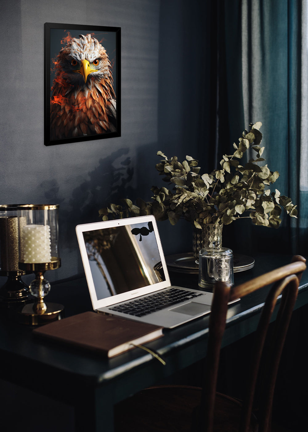 Quadro Decorativo Passaro em chamas - Com vidro