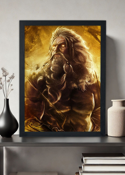 Quadro Decorativo Zeus poderoso - Mitologia - Com vidro