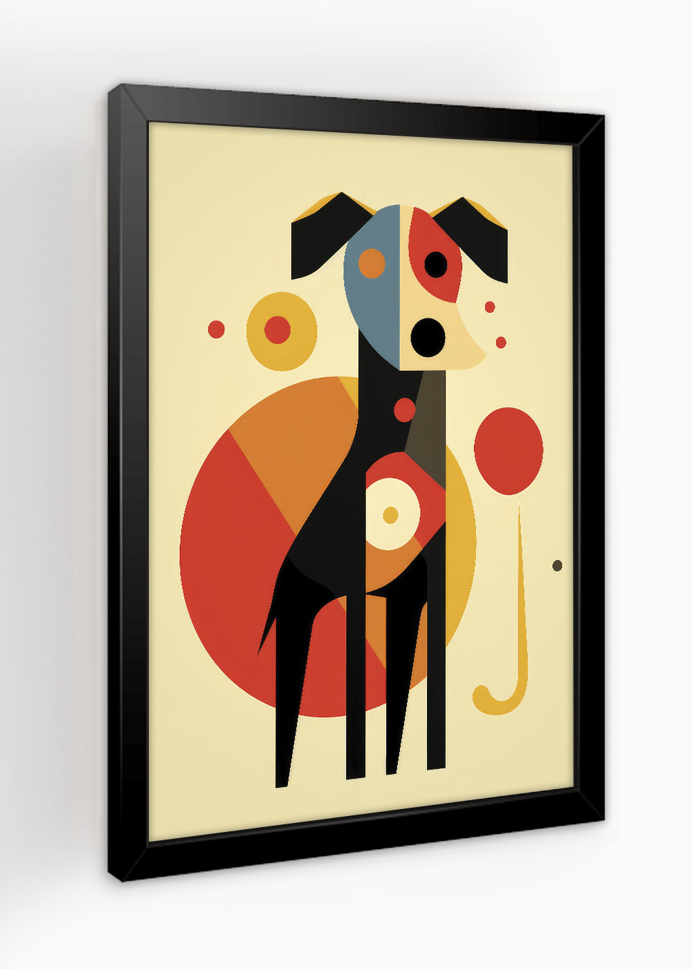 Quadro Decorativo Cachorro de formas abstratas - Com vidro