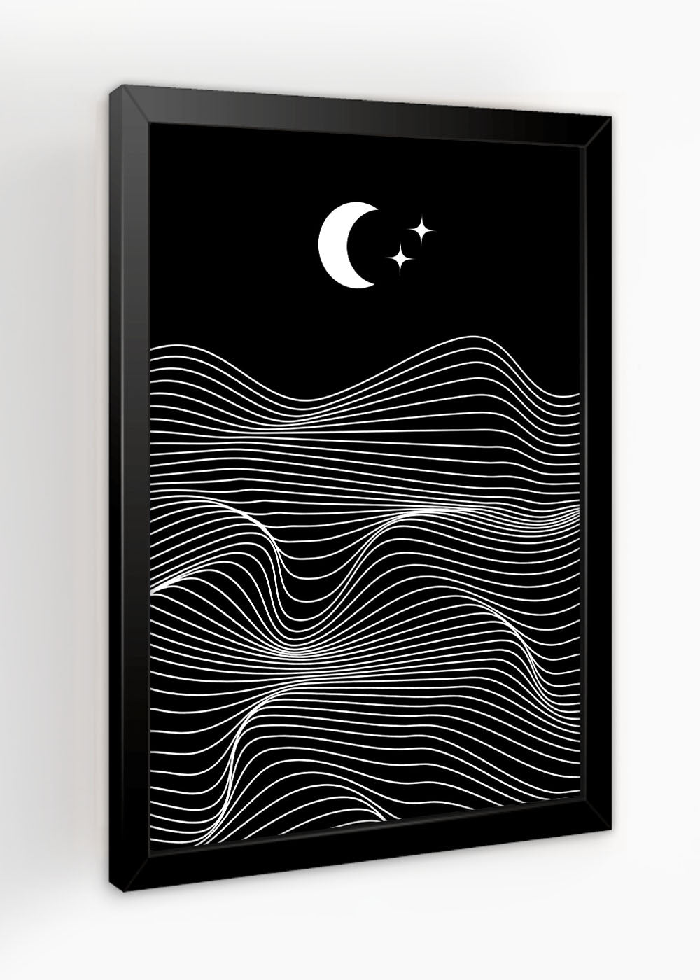 Quadro Decorativo Montanhas no Luar abstrato - Com vidro