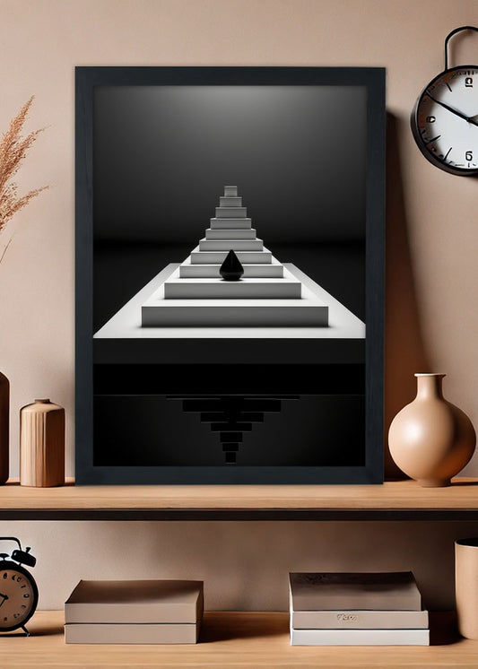 Quadro Decorativo Arte de escadas Abstrata - Com vidro