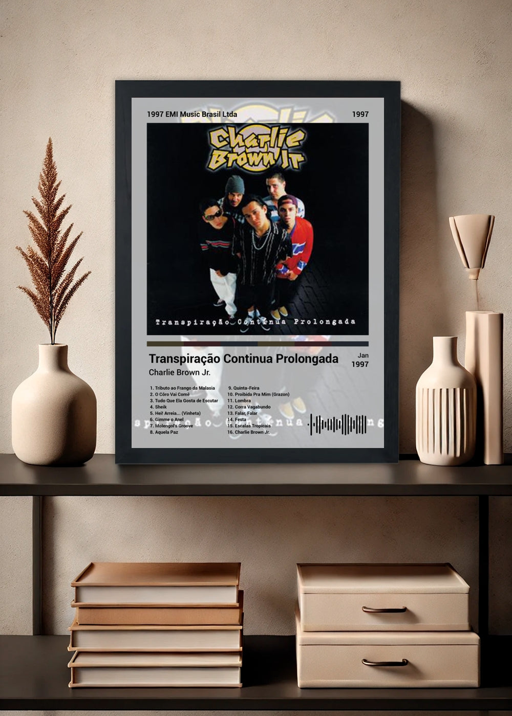 Quadro Charlie Brown Jr. Transpiração C... (Light) Com Vidro