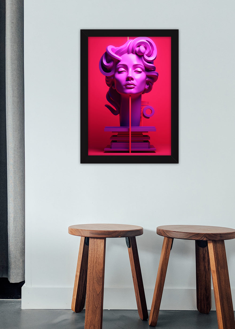 Quadro Decorativo Arte rosto mulher geométrica - Com vidro