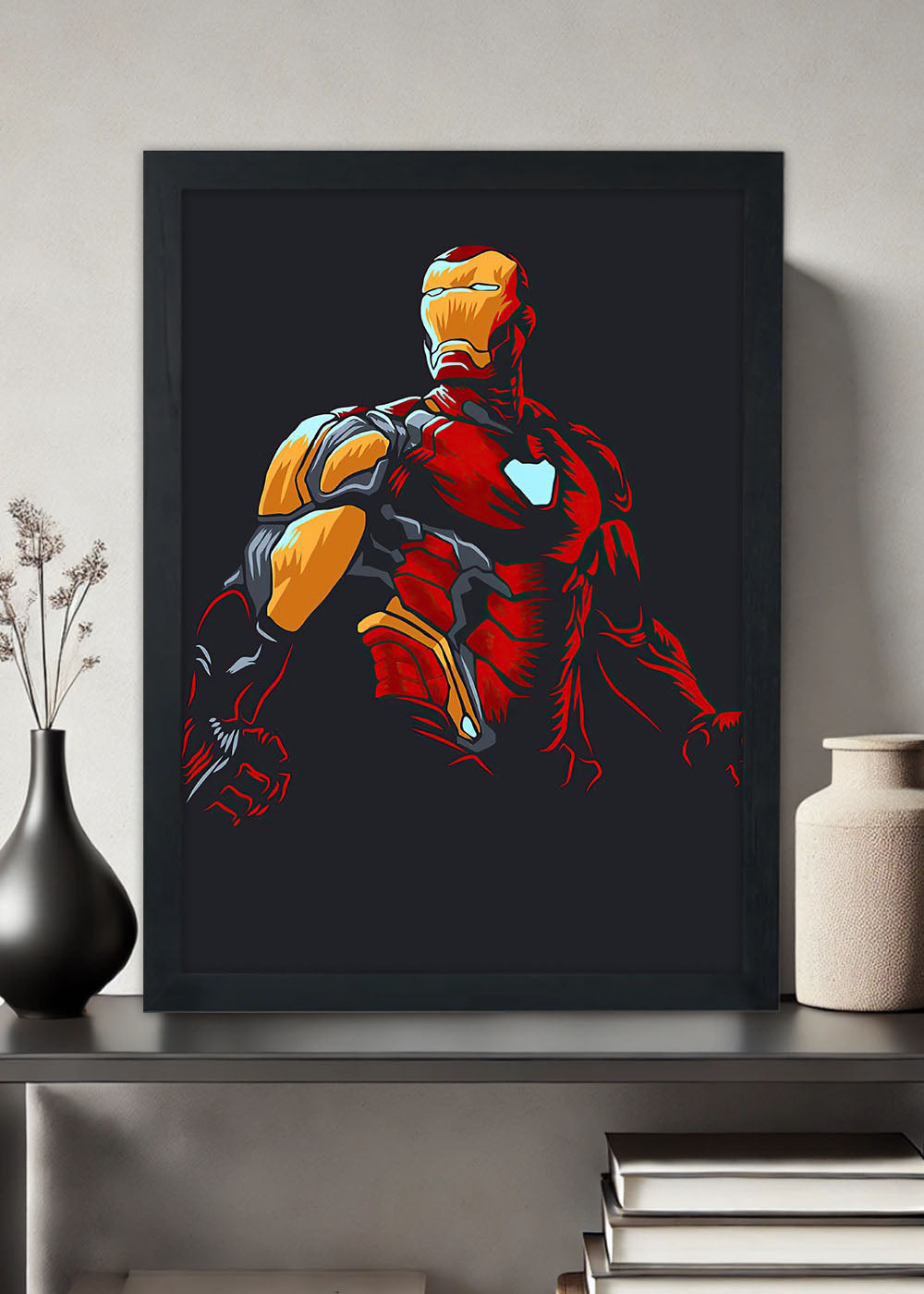Quadro Heroi Marvel Homem de Ferro com armadura - Com vidro