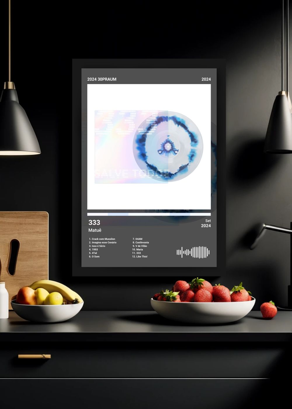 Quadro Decorativo Matuê 333 (Dark) Com Vidro