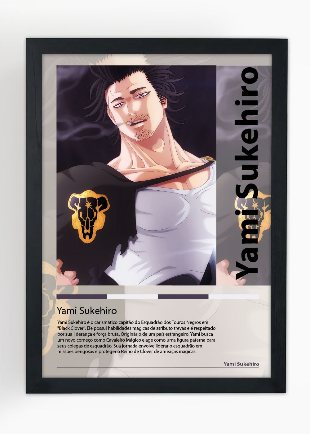 Quadro Yami Sukehiro - Black Clover - Com vidro