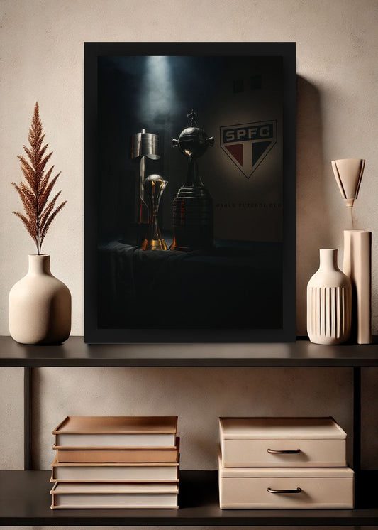 Quadro Com Vidro Taças São Paulo Futebol Clube Decorativo