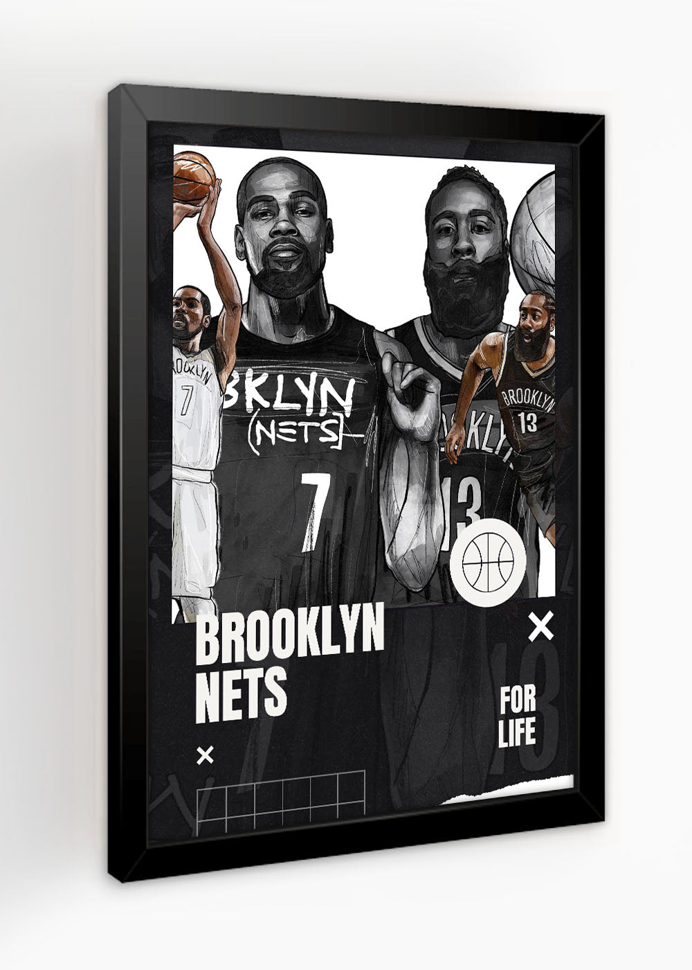 Quadro Decorativo Brooklyn Nets - Com vidro
