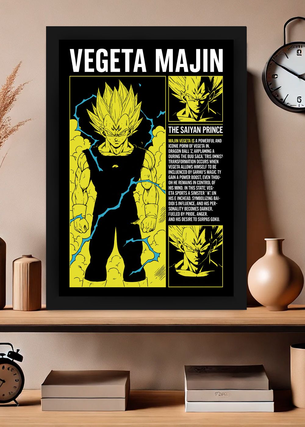 Quadro Decorativo Majin Vegeta o Príncipe Saiyajin Com Vidro