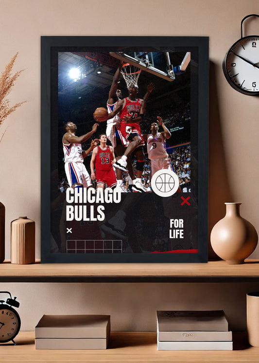 Quadro Chicago Bulls For Life - Com vidro