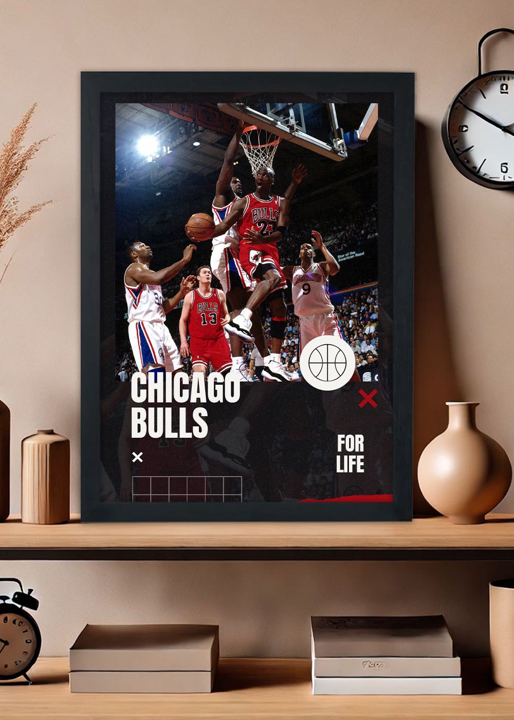 Quadro Chicago Bulls For Life - Com vidro