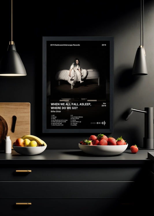 Quadro Billie Eilish WHEN WE ALL FALL AS... (Dark) Com Vidro