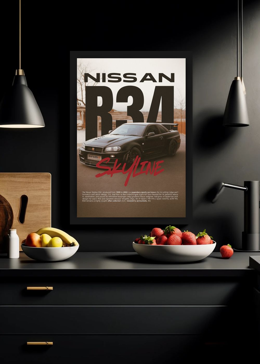 Quadro Decorativo Nissan Skyline R34 Nismo Com Vidro