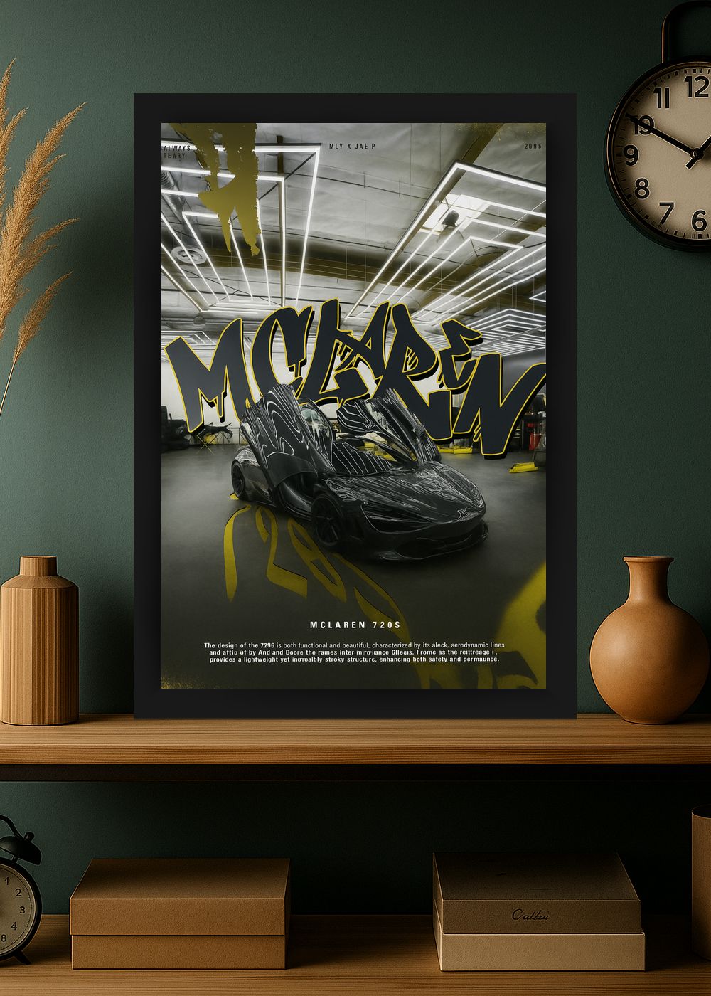 Quadro Decorativo Supermáquina McLaren 720S Com Vidro