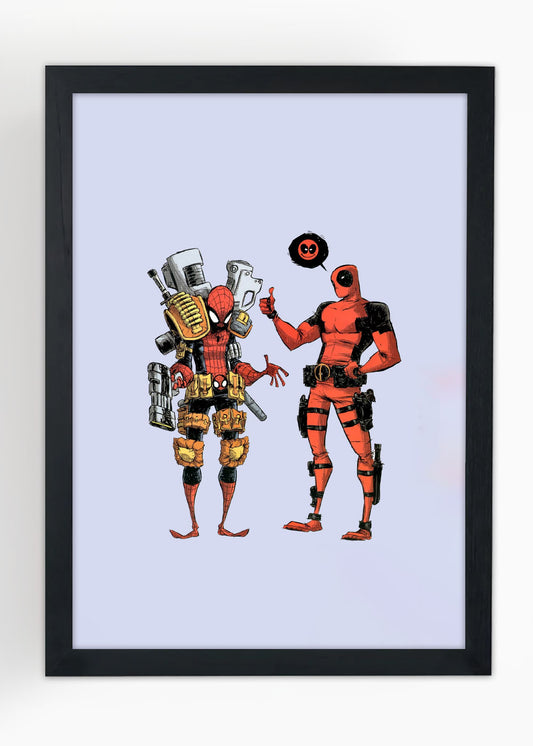Quadro Homem-Aranha e Deadpool - Com vidro