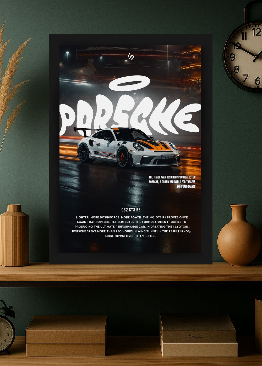 Quadro Decorativo Porsche 992 GT3 RS Com Vidro