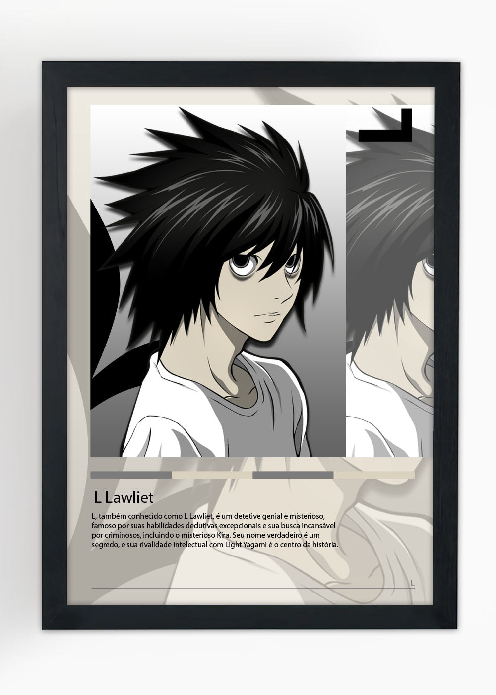 Quadro Decorativo L Lawliet - Death Note - Com vidro