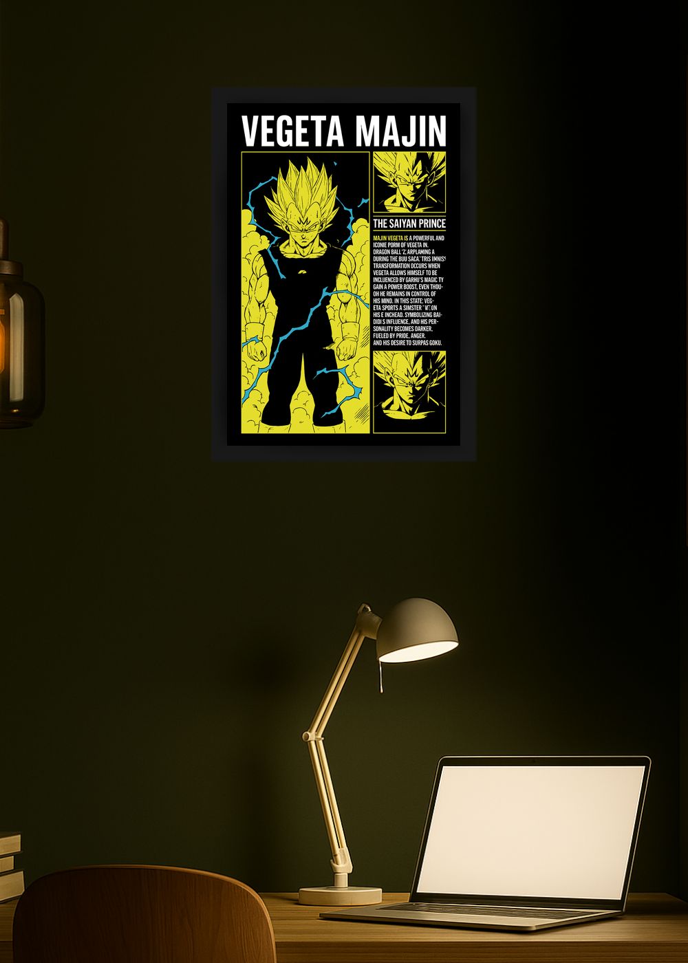 Quadro Decorativo Majin Vegeta o Príncipe Saiyajin Com Vidro